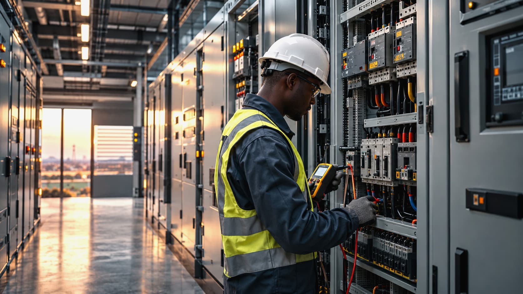 Technicien intervenant sur une installation électrique